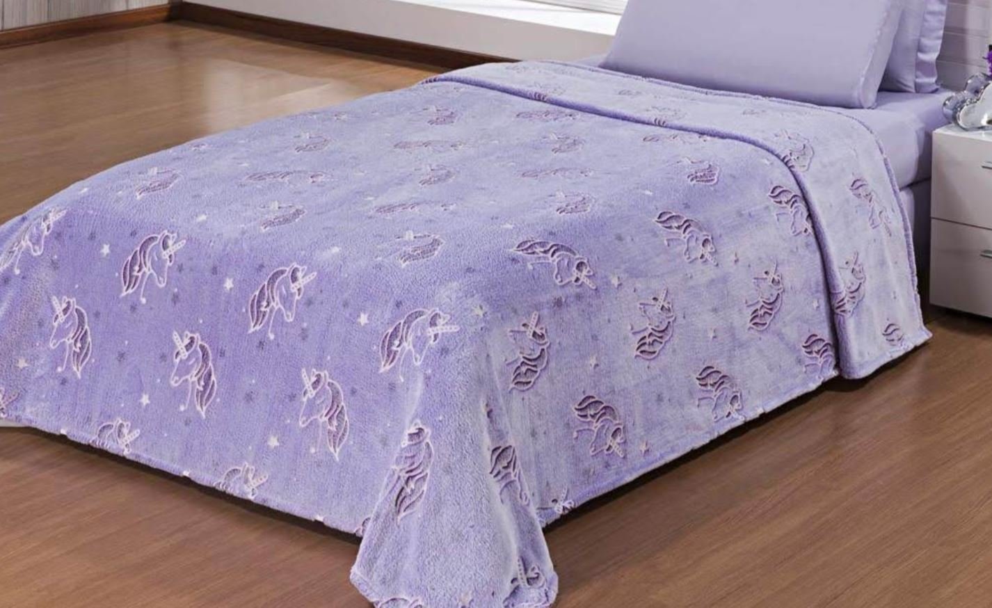 Manta Flannel Infantil Shine 1,50x2,20 Andreza - Unicornio Lilas