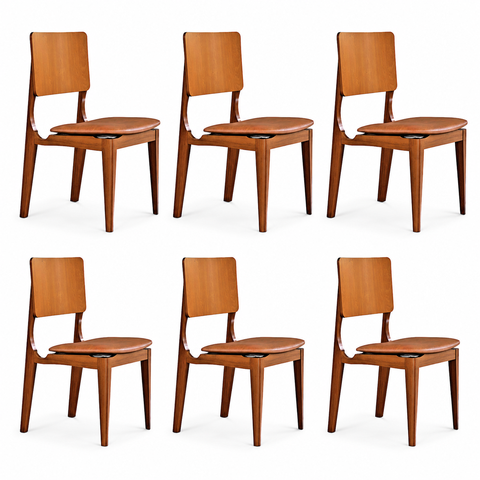 Kit 6 Cadeiras de Jantar Capri Montadas Madeira Maciça Moderna Tecido Assento Estofadas Sala:Corino