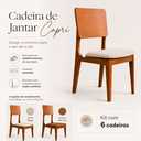 Ver imagem 3 de Kit 6 Cadeiras de Jantar Capri Montadas Madeira Maciça Moderna Tecido Assento Estofadas Sala:Corino