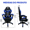 Ver mais imagens de Cadeira Gamer Escritório Ergonômica Viva Game Relax Azul com Preto Couro Sintético
