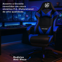 Ver imagem 4 de Cadeira Gamer Escritório Ergonômica Viva Game Relax Azul com Preto Couro Sintético