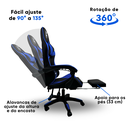 Ver imagem 5 de Cadeira Gamer Escritório Ergonômica Viva Game Relax Azul com Preto Couro Sintético