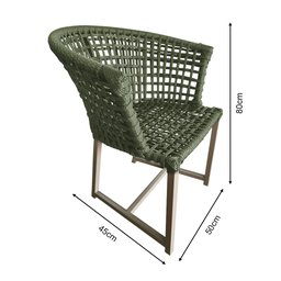 Kit 2 Cadeiras de Jantar Salinas em Corda Naútica Verde Musgo Base Alumínio Rami - 5