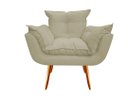 Ver imagem 2 de Kit 2 Poltronas + Puff Decorativo Opala Suede Bege Pés Madeira Ms Decor