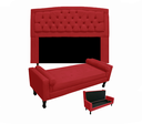 Ver imagem 1 de Jogo Cabeceira Geovana + Calçadeira Fênix Solteiro 90cm Suede Vermelho - LM DECOR