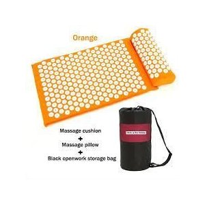 Kit de Relaxamento Doméstico: Tapete e Travesseiro Acupress Brasil - Laranja