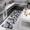 Ver imagem 2 de Passadeira Tapete Corredor Cozinha Antiderrapante Mosaico 1,30 X 0,45 Preto Decorativo Preto