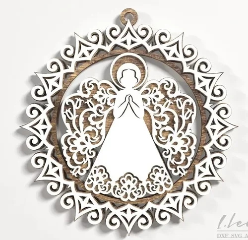 Placa Decorativa MDF Camadas Anjo Anjinho Natal 44cm - 1