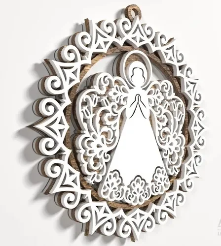 Placa Decorativa MDF Camadas Anjo Anjinho Natal 44cm - 2