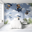 Ver imagem 3 de Papel de Parede Painel Ursinho Aviador Aquarelado