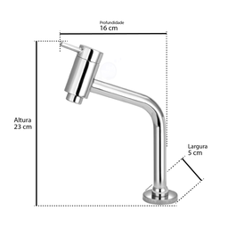 Torneira Link Bica Baixa Metal Cromado Banheiro Lavabo Pia - 2