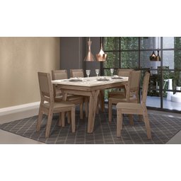 CONJUNTO SALA DE JANTAR MARFIM 1,56 COM 06 CADEIRAS AMÊN 73B - 1