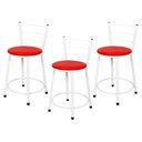 Ver imagem 1 de 3 Banquetas Baixa para Cozinha Epoxi Branca:vermelho