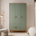 Ver imagem 5 de Guarda Roupa Solteiro 3 Portas 2 Gavetas Pés Retrô Abruzzo A04 Cinamomo Sálvia - Lyam Decor