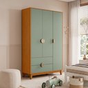 Ver imagem 4 de Guarda Roupa Solteiro 3 Portas 2 Gavetas Pés Retrô Abruzzo A04 Cinamomo Sálvia - Lyam Decor