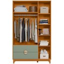 Ver imagem 3 de Guarda Roupa Solteiro 3 Portas 2 Gavetas Pés Retrô Abruzzo A04 Cinamomo Sálvia - Lyam Decor
