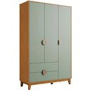 Ver imagem 1 de Guarda Roupa Solteiro 3 Portas 2 Gavetas Pés Retrô Abruzzo A04 Cinamomo Sálvia - Lyam Decor