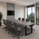 Ver imagem 1 de Mesa Reunião Escritório com 2 Caixas de Tomadas 250cm e Painel TV Industrial Executive