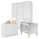Ver imagem 1 de Quarto de Bebê Blenda e Berço Americano Ludmila Branco Acetinado - Phoenix