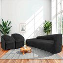 Ver imagem 2 de Kit Sofá Curvo França 200cm L.e e 2 Poltronas Luiza Max Conforto, Linho Preto