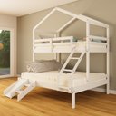 Ver imagem 4 de Beliche Casal/ Solteiro Casinha com Kit Escada/Escorregador Madeira Maciça Branco Megamobilia