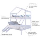 Ver imagem 3 de Beliche Casal/ Solteiro Casinha com Kit Escada/Escorregador Madeira Maciça Branco Megamobilia