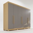 Ver imagem 3 de Guarda-Roupa Casal 6 Portas 6 Gavetas com Pés 100% MDF Órion Plus Cinza/Jequitibá/Granizo