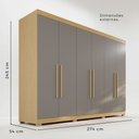 Ver imagem 4 de Guarda-Roupa Casal 6 Portas 6 Gavetas com Pés 100% MDF Órion Plus Cinza/Jequitibá/Granizo