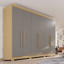 Ver imagem 1 de Guarda-Roupa Casal 6 Portas 6 Gavetas com Pés 100% MDF Órion Plus Cinza/Jequitibá/Granizo