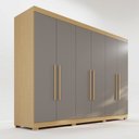 Ver imagem 3 de Guarda-Roupa Casal 6 Portas 6 Gavetas com Pés 100% MDF Órion Plus Cinza/Jequitibá/Granizo