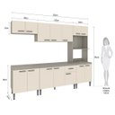 Ver imagem 3 de Cozinha Modulada Completa Max 262cm Balcão Tampo Armário Nicho Forno Mdp Cinza Champanhe - Clicklar