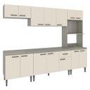 Ver imagem 1 de Cozinha Modulada Completa Max 262cm Balcão Tampo Armário Nicho Forno Mdp Cinza Champanhe - Clicklar