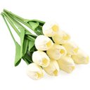 Ver imagem 2 de Kit 10 Buque Hastes Flores Tulipas Real Ao Toque Branco