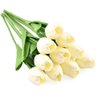 Kit 10 Buque Hastes Flores Tulipas Real Ao Toque Branco - 2