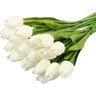 Kit 10 Buque Hastes Flores Tulipas Real Ao Toque Branco - 1