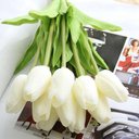 Ver imagem 3 de Kit 10 Buque Hastes Flores Tulipas Real Ao Toque Branco