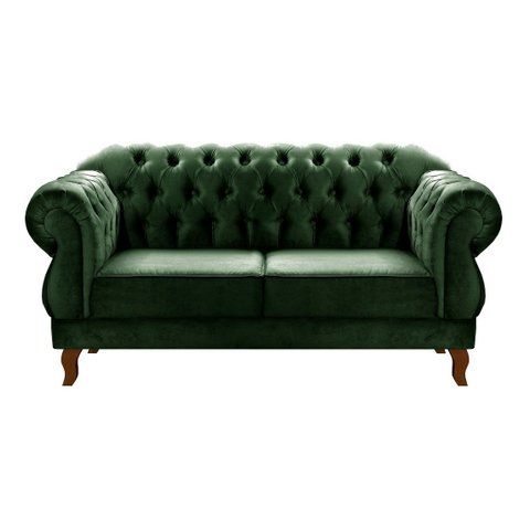 Sofá Chesterfield Capitonê Elisabeth Duquesa 2 Lugares - Veludo Verde Musgo