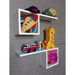 Kit 2 Nichos Estendidos - Livros e Decorações - Nichos Brancos - 2