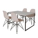 Ver imagem 6 de Mesa Industrial Base Ferro Preto Tampo 137X90 Branco 4 Cadeiras Ferro Preto Assento Branco Branco