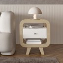 Ver imagem 3 de Mesa de Apoio 1 Gaveta 65 Cm Porta Usb Naturale Branco Arly