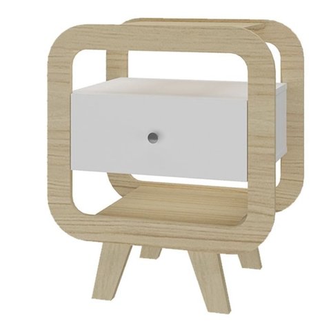 Mesa de Apoio 1 Gaveta 65 Cm Porta Usb Naturale Branco Arly