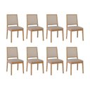 Ver imagem 1 de Kit 8 Cadeiras para Sala de Jantar Estofadas Buriti Bege/Madeira