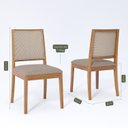 Ver imagem 2 de Kit 8 Cadeiras para Sala de Jantar Estofadas Buriti Bege/Madeira