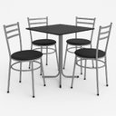 Ver imagem 1 de Conjunto Mesa Cinza 70x70cm Tampo Preto com 4 Cadeiras Epoxi