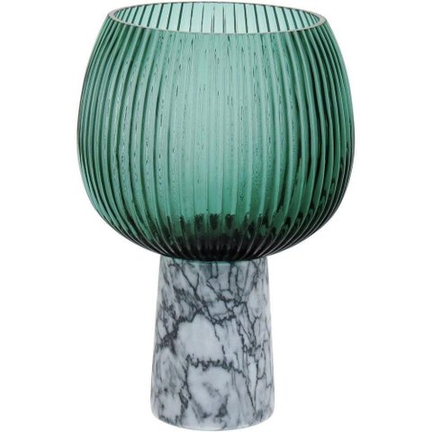 Beretta Centro Mesa 22x15x15cm Vidro Verde com Pé