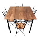 Ver imagem 1 de Conjunto de Jantar Industrial Rústico: Mesa Quadrada + 4 Cadeiras Compactas Tamanho 50x50 Cm