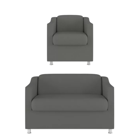 1 Poltr e Namoradeira Decorativa Reforçada Suede Cinza