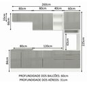 Ver imagem 4 de Armário de Cozinha Completa 260cm Branco/Cinza Lux Madesa 08