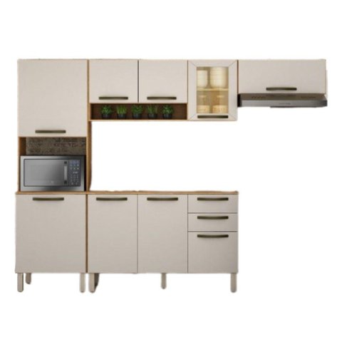Armário de Cozinha Completo Valência 02 Sallêto Cinamomo Off White