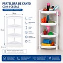 Ver imagem 7 de Estante Organizadora de Canto 4 Andares Prateleira Multiuso de Chao Fruteira Banheiro Cozinha Sala L